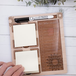 Dry erase and sticky note desk pad, sticky note holder, desk organizer, to do list, message center image 4