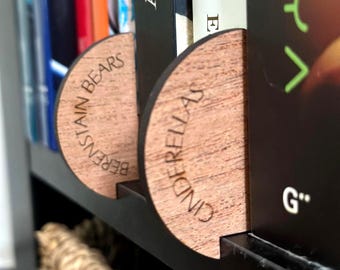 Wooden Bookshelf Dividers Custom Genre Markers, Aesthetic Bookshelf Organizer Decor, Gift for Book Lovers Personal Library Labels Set