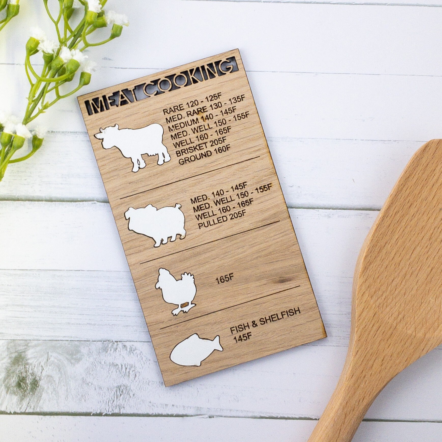 Meat Cooking Temperatures Kitchen Magnet by LeeMo Designs