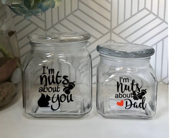 DECAL ONLY ** Nuts about dad - Nuts jar - Dad nuts jar