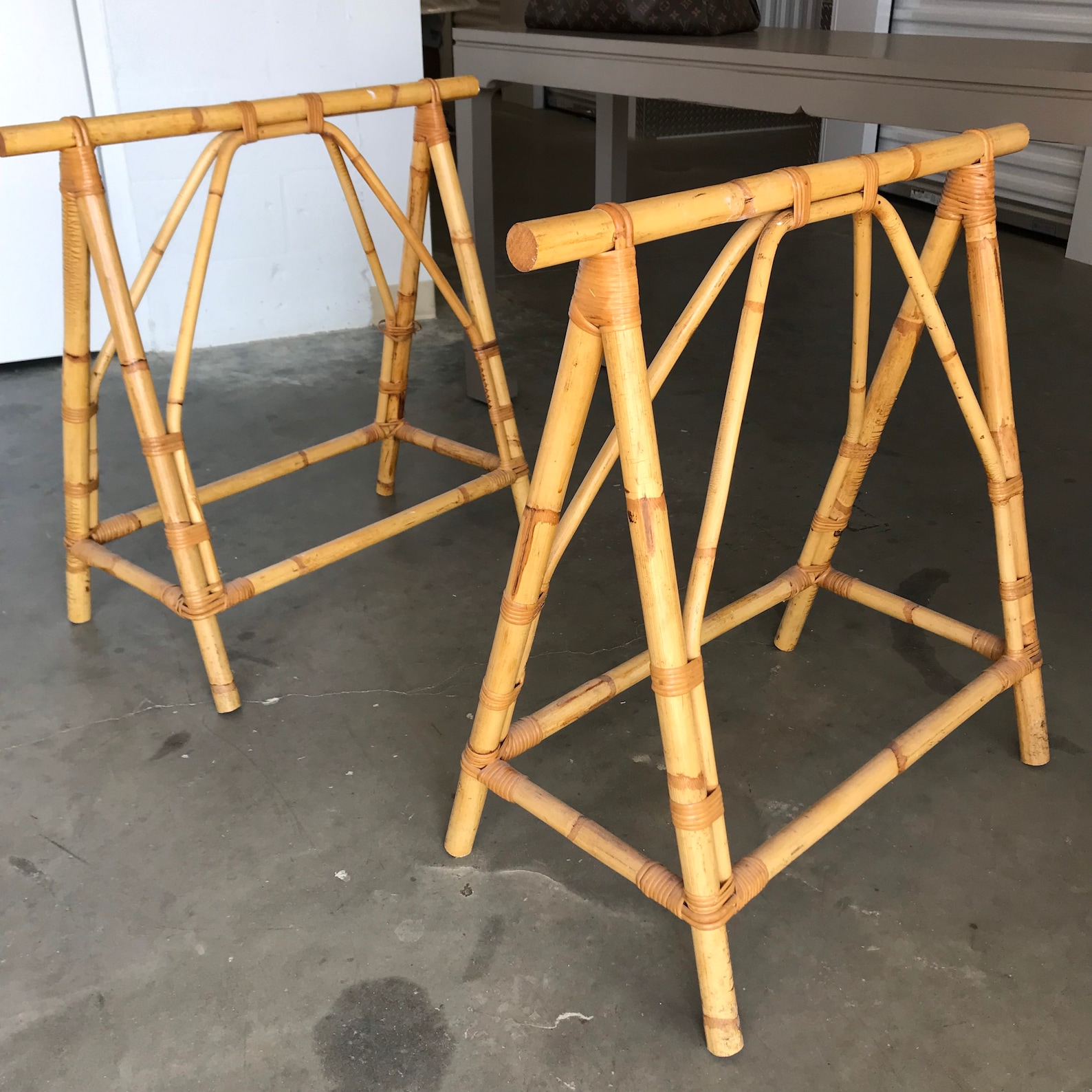 Vintage Bamboo Sawhorse Legs Table Base Etsy