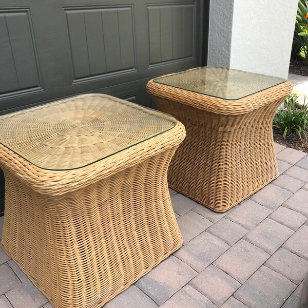 Wicker Side Table Etsy