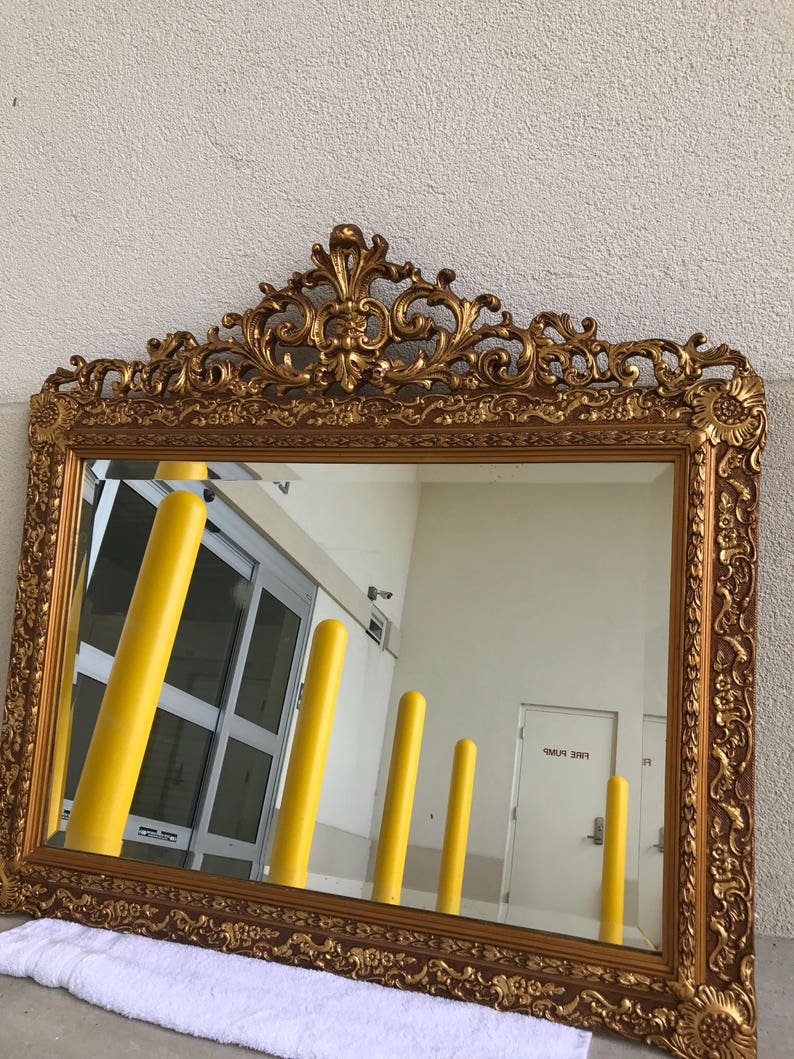 Gold Ornate Baroque Overmantle Mirror Gilt Vintage