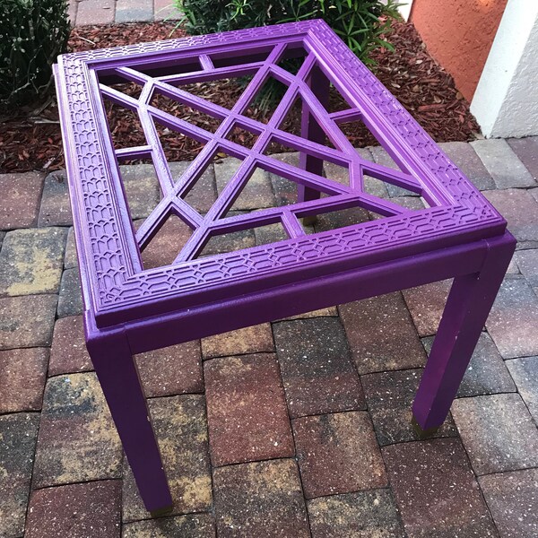 Vintage Purple Fretwork Side Table | Vintage Kids Table