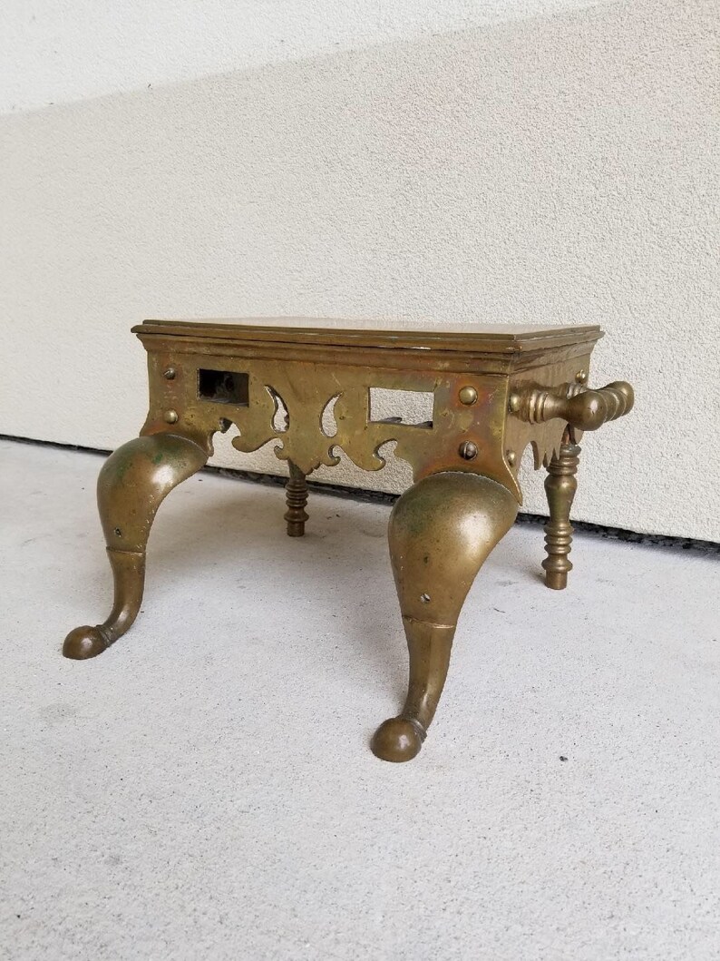 Antique Brass Footman Antique Fireplace Fire Stool Etsy