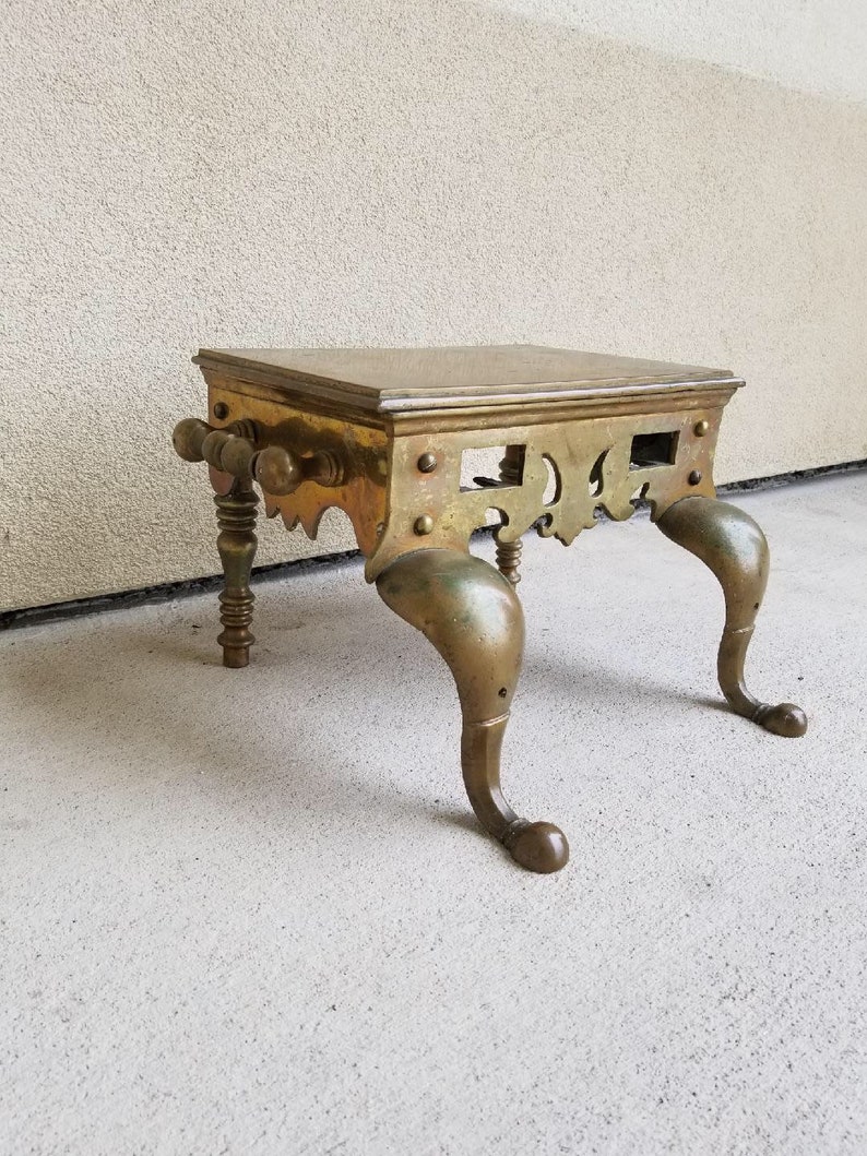 Antique Brass Footman Antique Fireplace Fire Stool Etsy