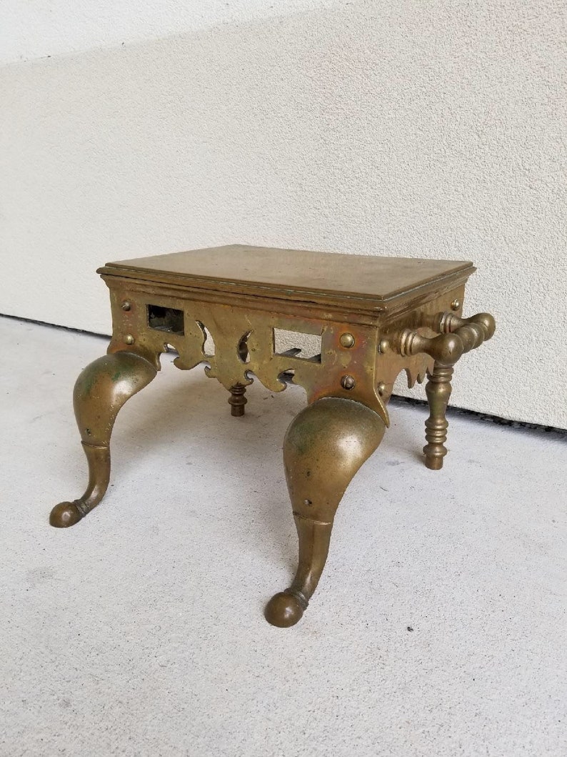 Antique Brass Footman Antique Fireplace Fire Stool Etsy