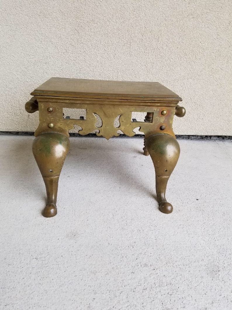 Antique Brass Footman Antique Fireplace Fire Stool Etsy