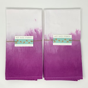2 Purple Ombré Flour Sack Towels - Hand Dyed Multipurpose Kitchen Towels