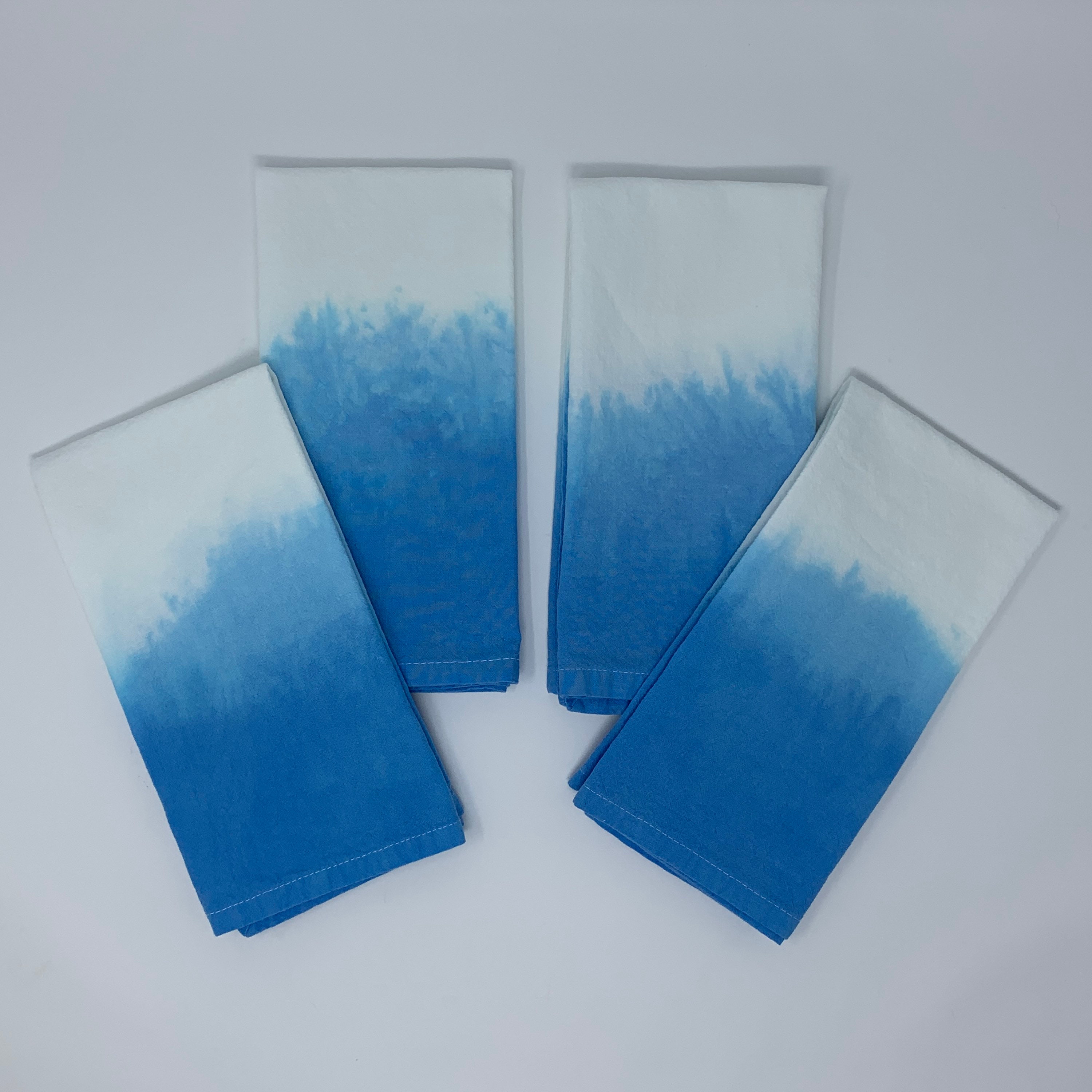 Sky Blue Cloth Napkins Hand Dyed Ombré Gradient Dip Dyed Etsy