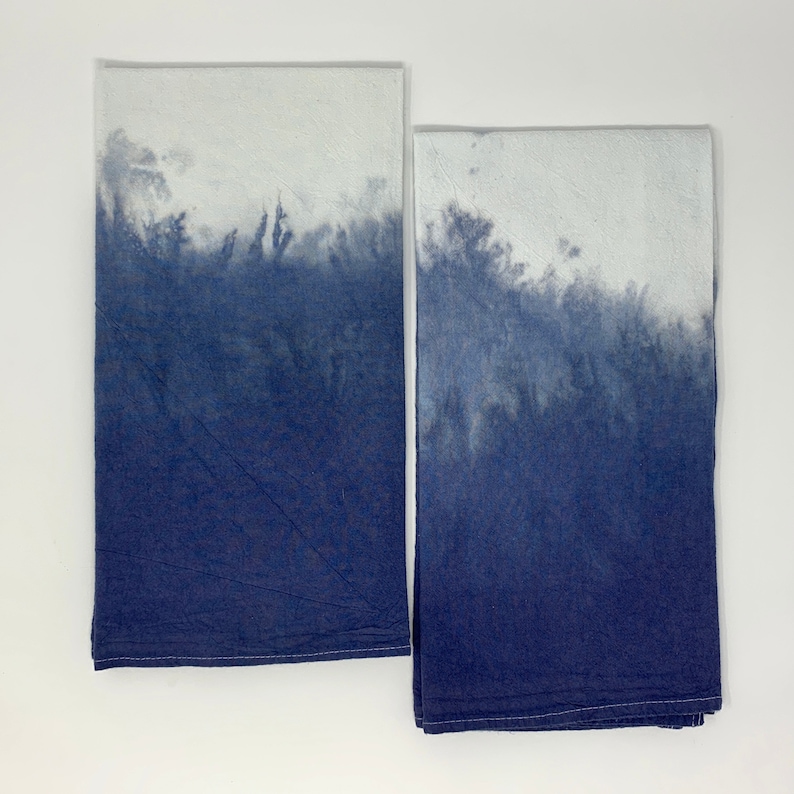 Hand Dyed Ombre Multipurpose Towel Kitchen Hand Towel Midnight Blue Ombr\u00e9 Flour Sack Tea Towel Housewarming Gift Dip Dyed Towel