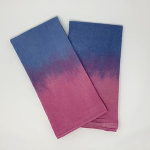 Maroon-Blue Ombré Flour Sack Towels - Hand Dyed Ombre, Multipurpose Kitchen Towels, Large Tea Towel, Housewarming Gift, Blue Kitchen Towel