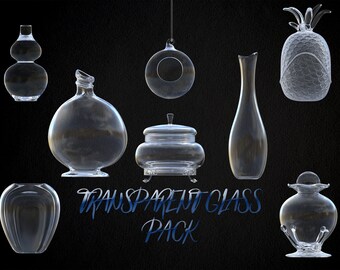 Transparent Glass Overlays, Separate PNG Files, High Resolution, Instant Download. CUOK, Buy 3 get 1 free.