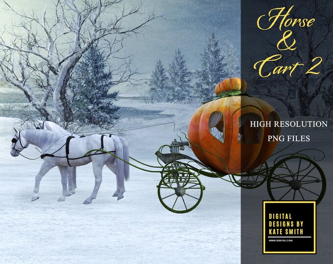 Horse & Cart 2 Overlay, Separate PNG Files, High Resolution, Instant Download, CUOK, Buy 3 get 1 free.