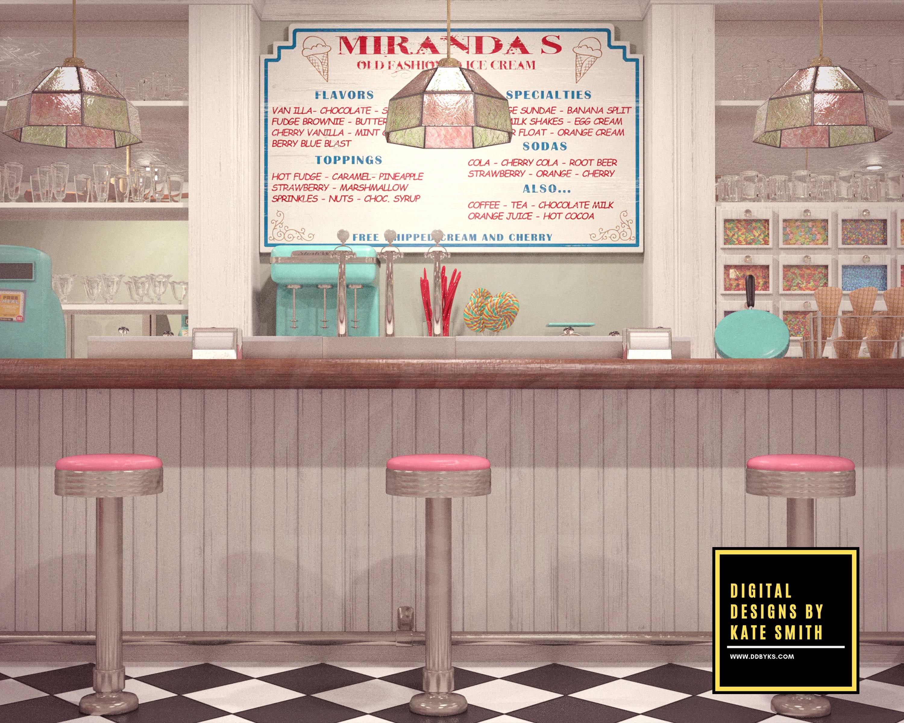 Ice Cream Parlour Digital Backdrop / Background High Etsy Hong Kong