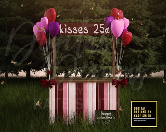 Sweet Kisses Digital Backdrop / Background, High Resolution, Instant Download, Buy 3 get 1 free.