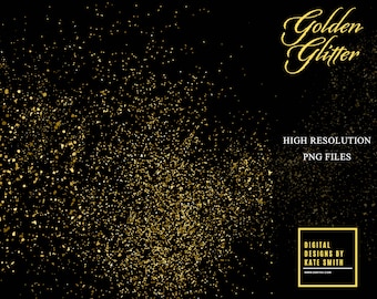 8 Golden Glitter Overlays, Separate PNG Files, High Resolution, Instant Download. CUOK.