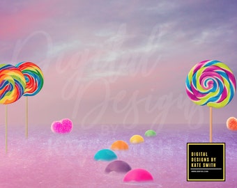 Candyland Digital Backdrop / Background, High Resolution, Instant Download.