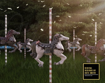 Wild Horses Digital Backdrop / Background, High Resolution, Instant Download, Buy 3 get 1 free, CUOK.