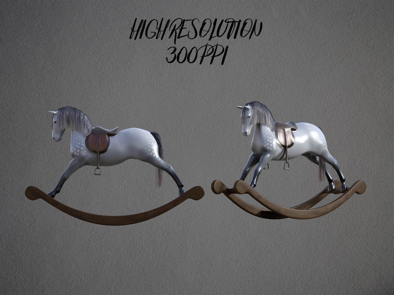 Instant Download. Separate PNG Files High Resolution 2 Vintage Rocking Horse Overlays