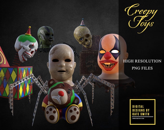 Creepy Toys Overlays, Separate PNG Files, High Resolution, Instant Download. CUOK