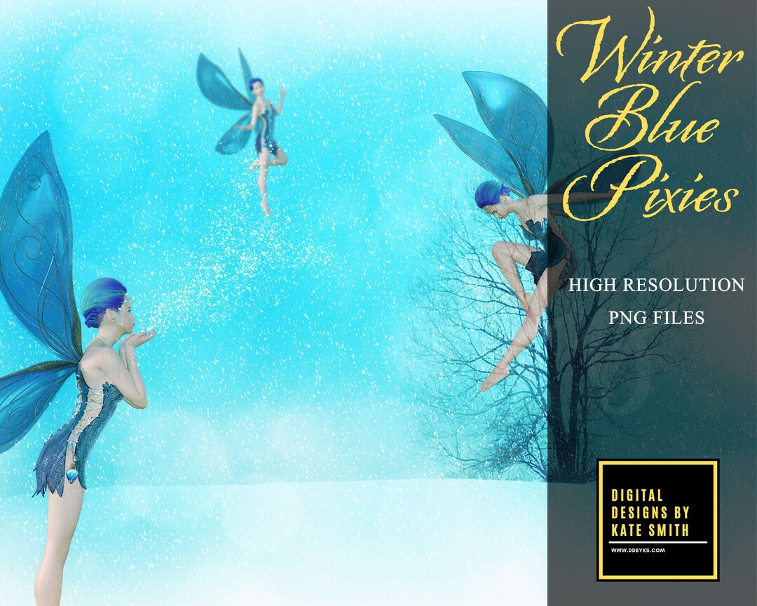 Winter Blue Pixie Overlays Separate PNG Files High - Etsy