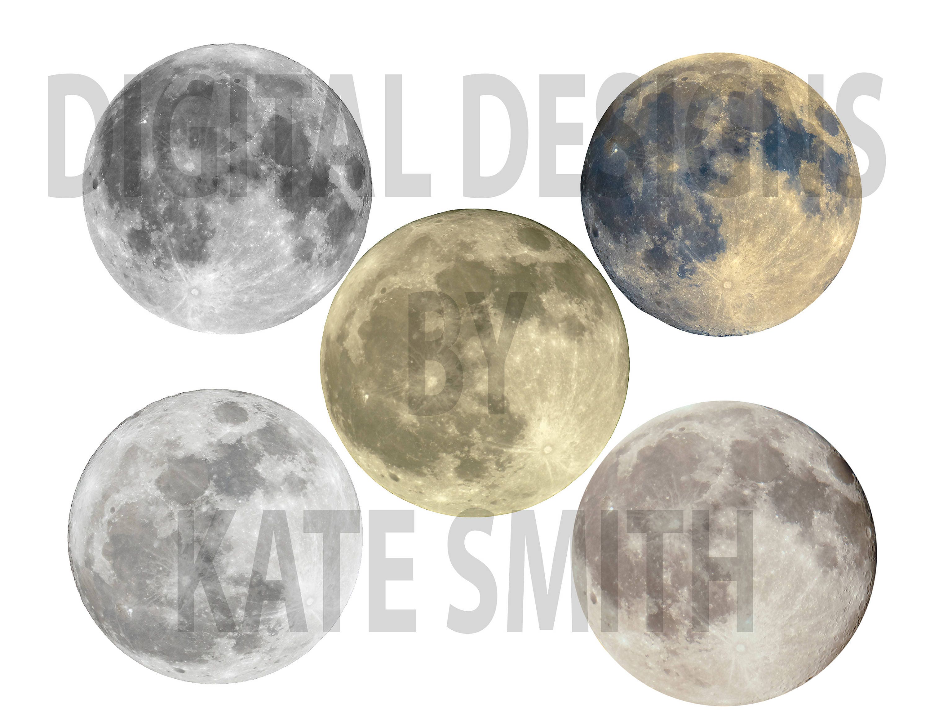 Buy 3 Get One Free Full Moon Overlays Separate Png Files High Resolution Instant Download