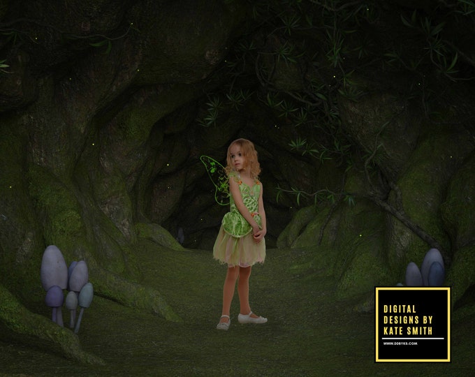 Hidden Fairy Cave Digital Backdrop / Background, High Resolution, Instant Download, Buy 3 get 1 free, CUOK.