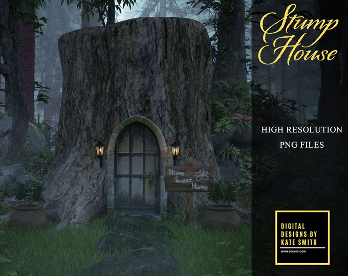 Stump House Overlays, Separate PNG Files, High Resolution, Instant Download, Buy 3 get 1 free, CUOK.