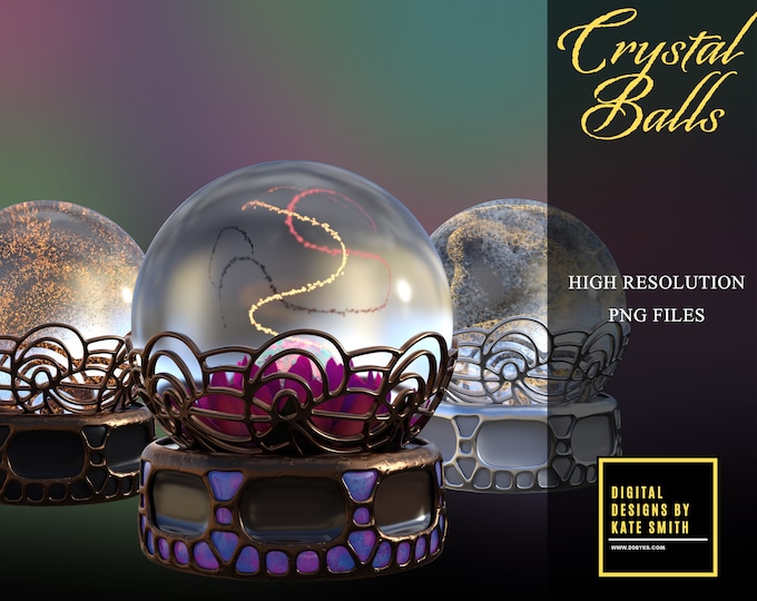 Crystal Ball Overlays, Separate PNG Files, High Resolution, Instant Download. CUOK.
