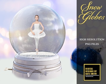 Beautiful Snow Globe Overlays, Separate PNG Files, High Resolution, Instant Download. Buy 3 get 1 free.