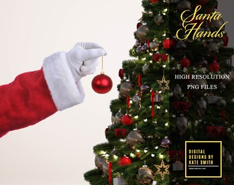 Santa Hand Overlays, Separate PNG Files, High Resolution, Instant Download, CUOK.