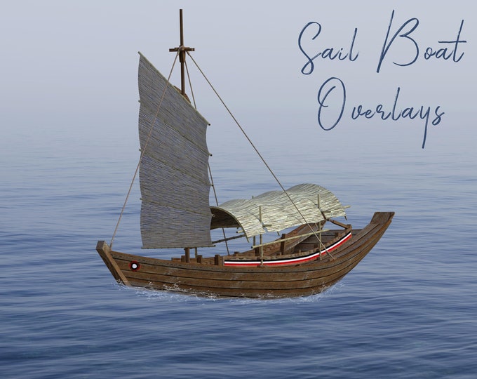 Wooden Sail Boat Overlays, Separate PNG Files, High Resolution, Instant Download.