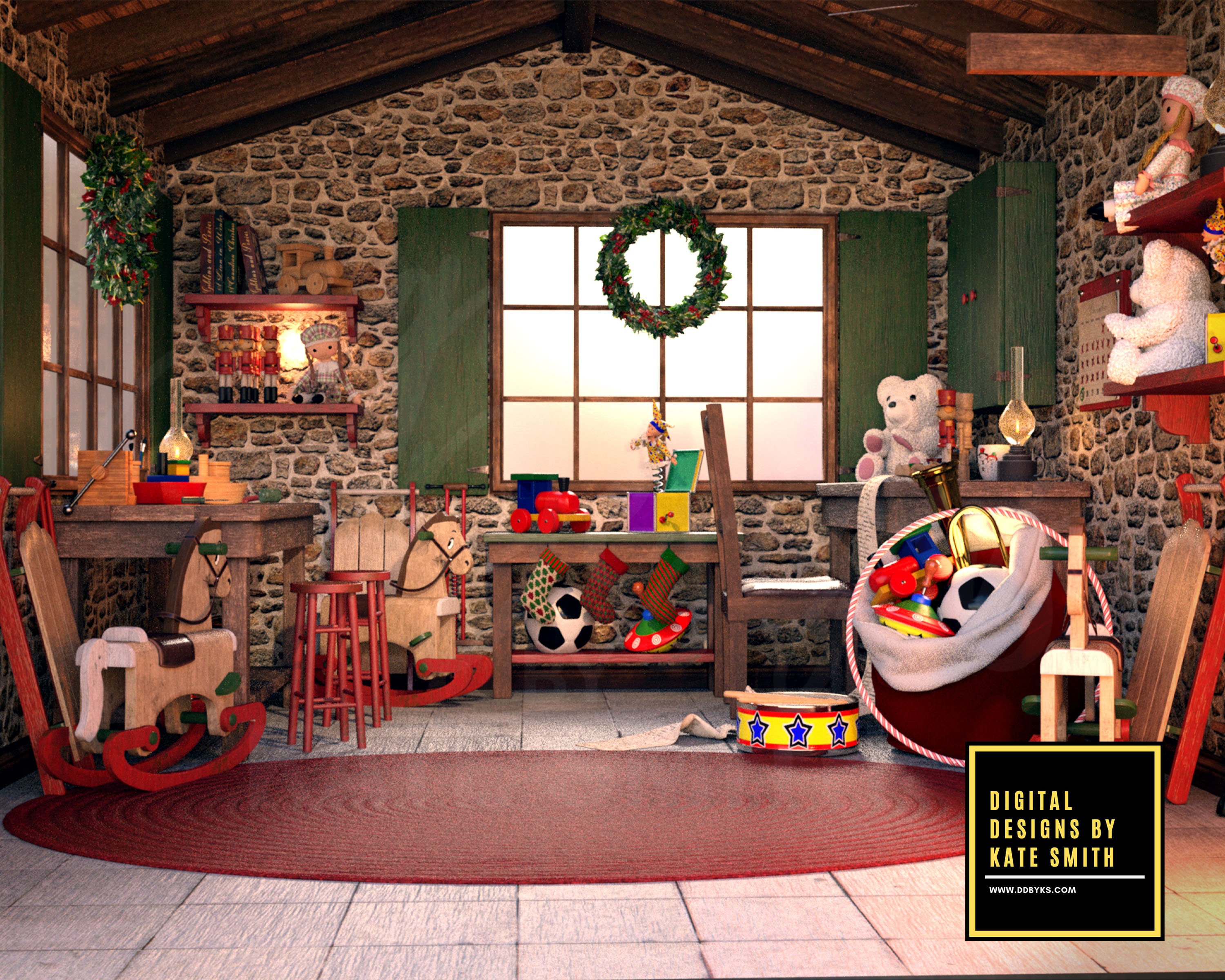 High-Resolution 4K Photography SANTA’S WORKSHOP Photoshop Backgrounds