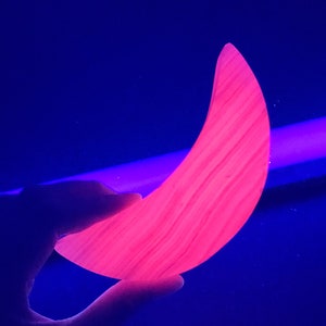 Mangano Calcite Moon - UV Reactive Pink Calcite- Free Shipping