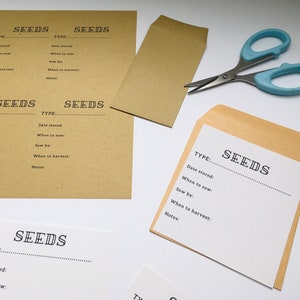 Printable Seed Packet Labels, Printable Seed Envelope Labels, Tags for ...