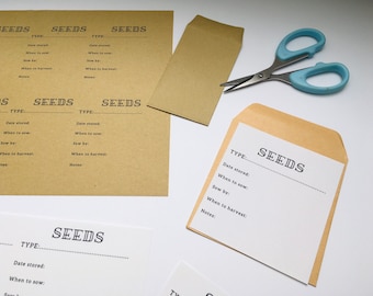 Printable seed packet labels, printable seed envelope labels, tags for seed packets, labels for seed envelopes digital download to print out