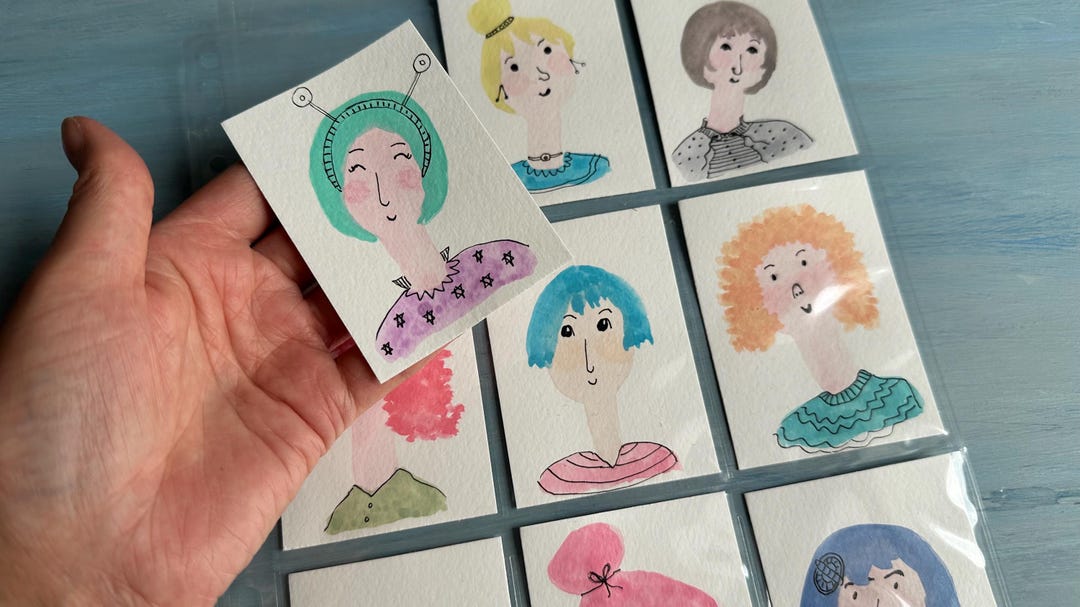 Hand Painted ACEO Collection Mini Art Originals of Ladies Faces ...