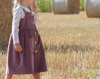 Baby and Girl Pinafore Dress Sewing Pattern with Front Pockets and Front Closure – PDF – Instant download