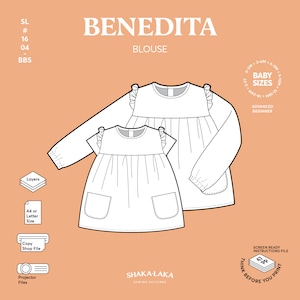 Baby Blouse PDF Sewing Pattern Instant download Long & Short Sleeve image 4
