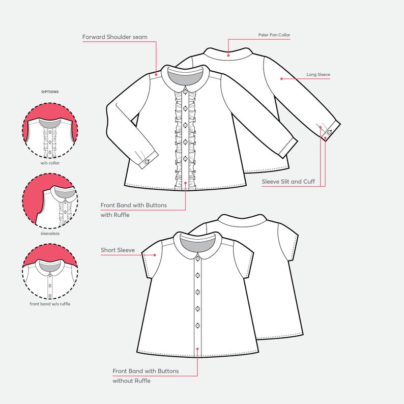 Baby Girl Blouse PDF Sewing Pattern – Button-down With Peter Pan Collar ...
