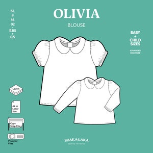 Baby and Girl Peter Pan Collar Blouse With Puff Sleeves – Pattern PDF ...