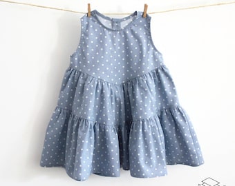 Baby Dress Pattern PDF Sewing Pattern – Instant download – Peter Pan Collar and Shoulder Frill — Top or Dress option