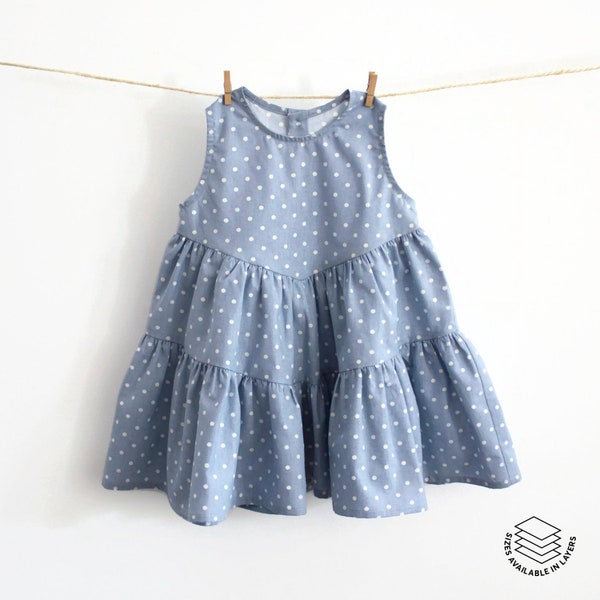 Baby Dress Pattern PDF Sewing Pattern – Instant download – Peter Pan Collar and Shoulder Frill — Top or Dress option