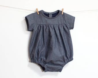 Baby Romper PDF Sewing Pattern – Long or Short Sleeve — Shoulder Frill