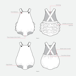 Baby Romper PDF Sewing Pattern Instant download Cross Back Straps image 7