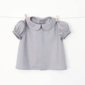 Girls Blouse PDF Sewing Pattern Peter Pan Collar Puff Sleeves Instant download image 1