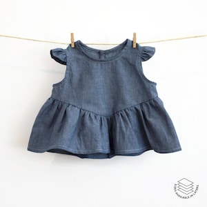 Baby Top Sewing Pattern – Instant download – Peter Pan Collar and Shoulder Frill — Top or Dress option
