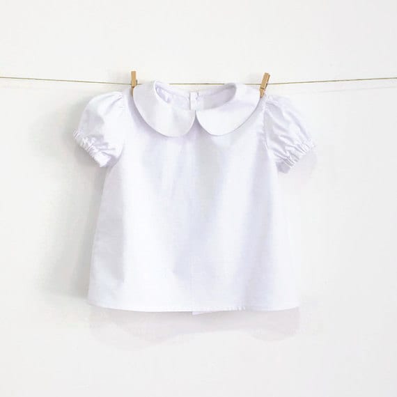 Baby and Girl Peter Pan Collar Blouse With Puff Sleeves Pattern