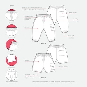 Baby Pants PDF Sewing Pattern with Cargo Pocket and drawstring Shorts Option image 4